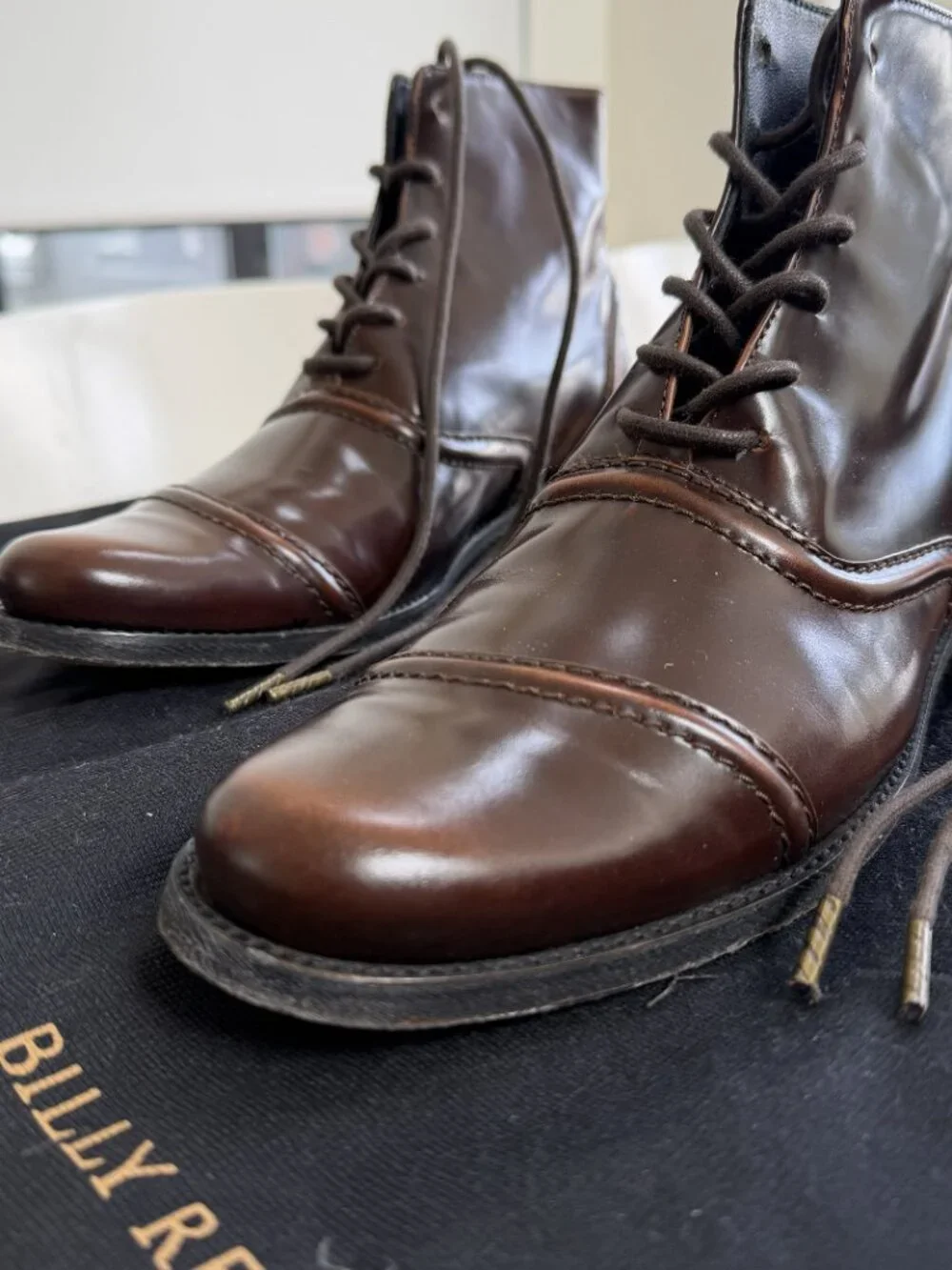 Billy Reid Brown Leather Cap-Toe Boots in Almost New Condition, Size 8 1/2